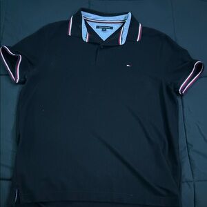 Tommy Hilfiger Black Polo with Red and White Trim
